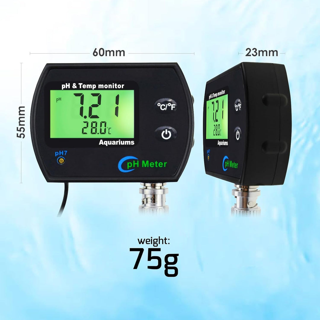 2-in-1-pH- und Temperatur monitor, pH-Meter mit Hintergrundbeleuchtungsfunktion, Doppelanzeige 0,00–