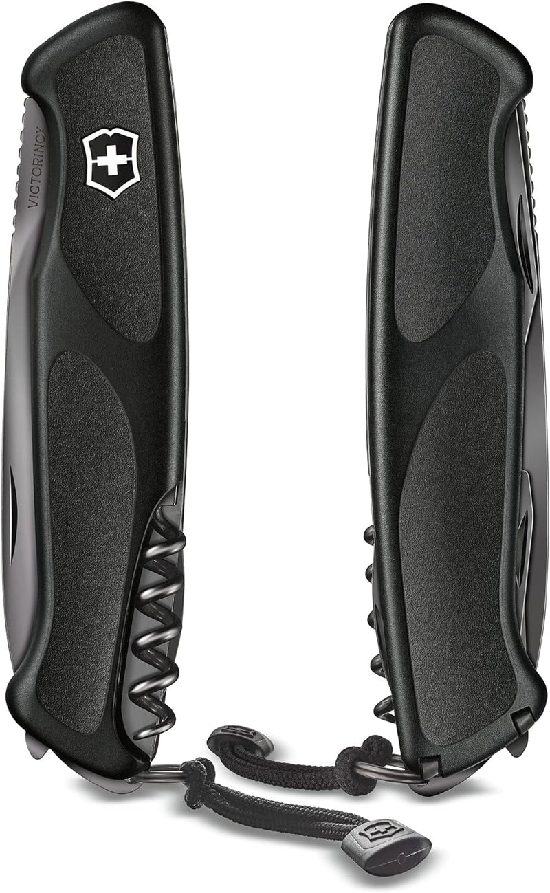 Victorinox Taschenmesser Ranger Grip 55 Onyx Black (12 Funktionen, Festellklinge, Holzsäge), schwarz