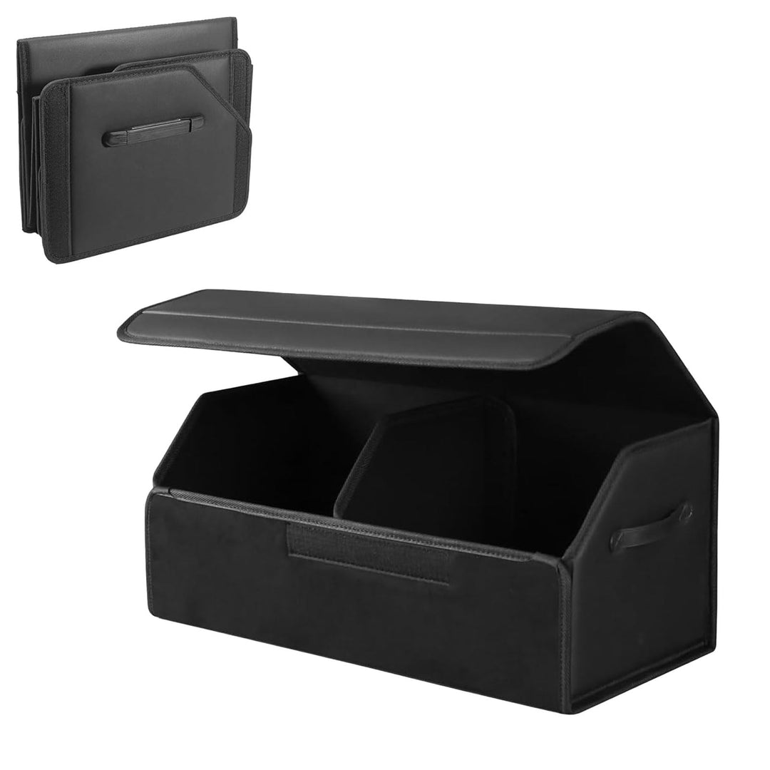 Auto Kofferraum Organizer aus PU Leder,Faltbare & Wasserdichte Aufbewahrungsbox mit Deckel,Kofferrau