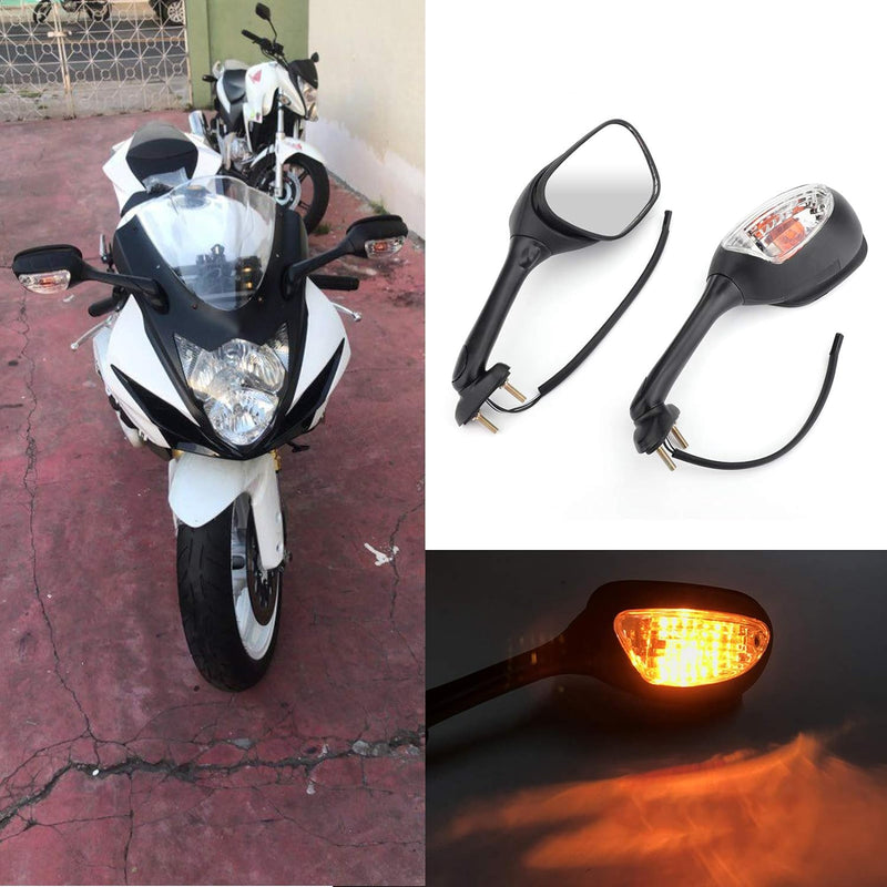 Topteng Motorrad Spiegel Paar Blinker Für Su-zu-ki GSXR 600 GSX-R 750 GSXR 1000 06-14 BK Schwarz, Sc