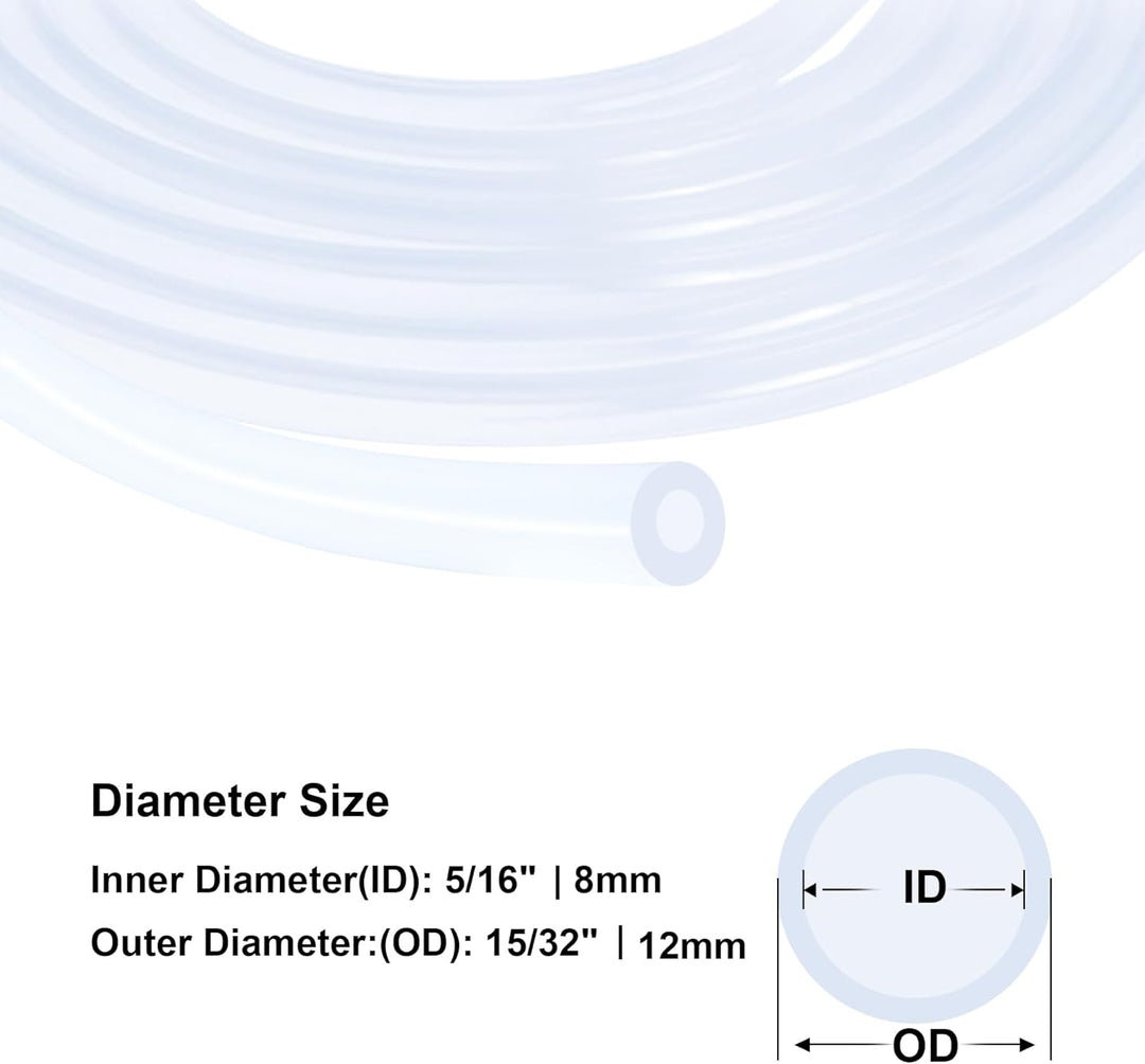 Silikonschlauch,Länge 1,5 Meter,8mm ID x 12mm OD Flexibler Transparenter Lebensmittelechter Schlauch