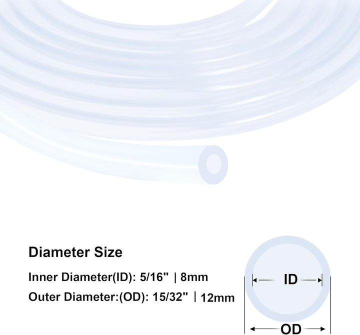 Silikonschlauch,Länge 1,5 Meter,8mm ID x 12mm OD Flexibler Transparenter Lebensmittelechter Schlauch