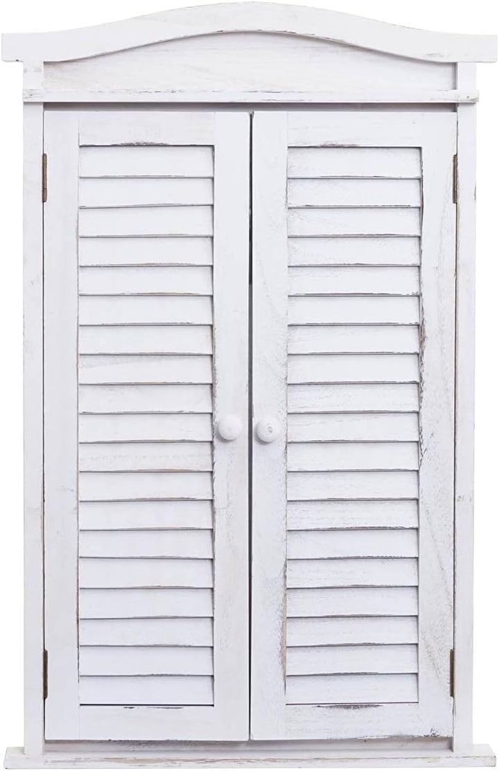 Mendler Wandspiegel Badspiegel Badezimmer Spiegelfenster mit Fensterläden, 71x46x5cm - Shabby weiss,