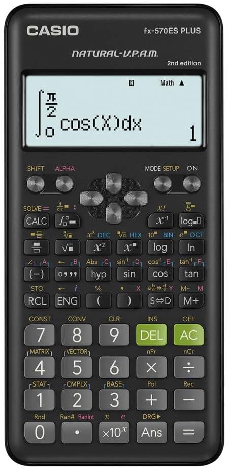 Casio Fx-570Es Plus 2 Wissenschaftlicher Taschenrechner mit 417 Funktionen, Schwarz