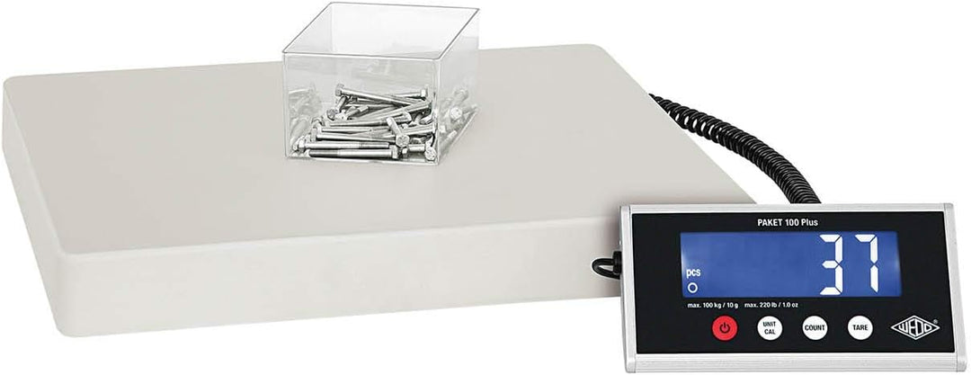 Wedo 507610010 Paket-Waage mit Zählfunktion 100 Plus inkl. Netzgerät, 100kg/ 10g 100kg/10g, 100kg/10