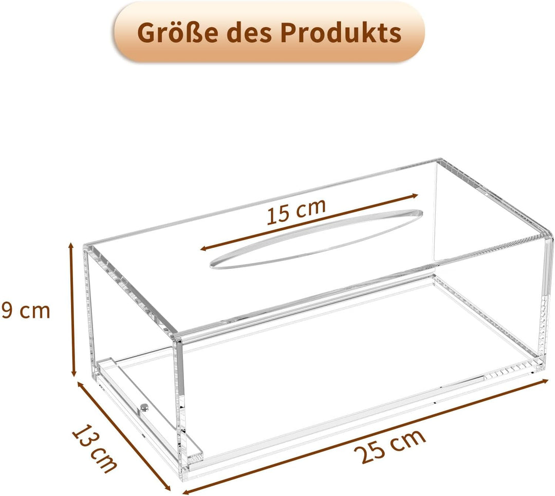 AITEE Acryl Kosmetiktücherbox: 25×13×9 cm Klarer Tücherbox mit Magnetabdeckung für Esszimmer Badezim