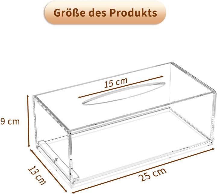 AITEE Acryl Kosmetiktücherbox: 25×13×9 cm Klarer Tücherbox mit Magnetabdeckung für Esszimmer Badezim