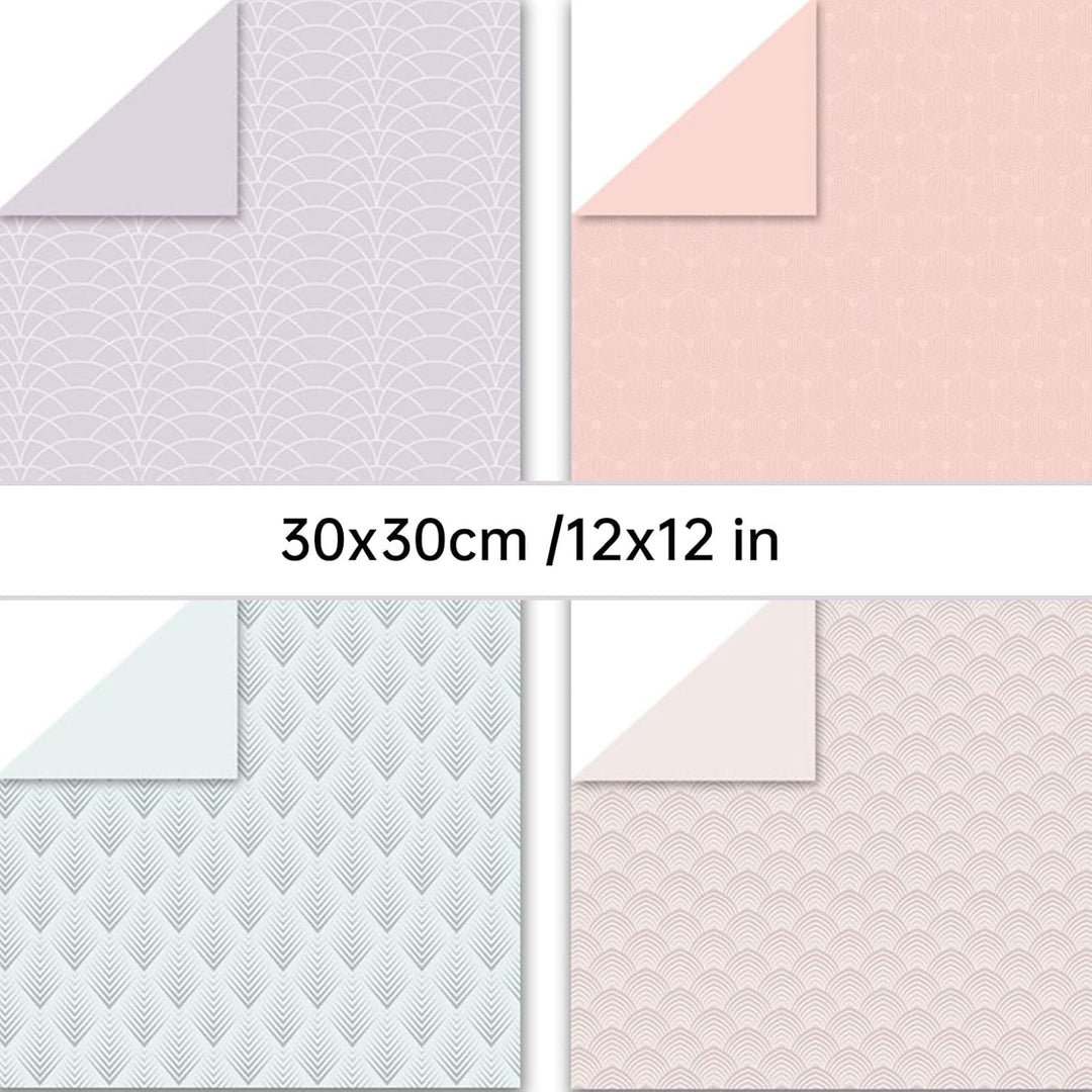 24 Blatt Boho Muster Scrapbook Papier Set, 30x30 Scrapbooking Papier Doppelseitige Designer Paper Ba
