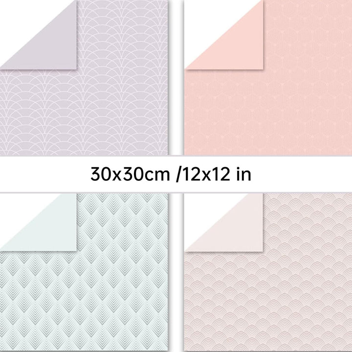 24 Blatt Boho Muster Scrapbook Papier Set, 30x30 Scrapbooking Papier Doppelseitige Designer Paper Ba