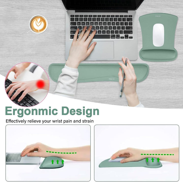 MOSISO Handgelenkauflagen für Mauspad&amp;Tastatur Set,Ergonomisches Mauspad Rutschfester Boden Zuhause/