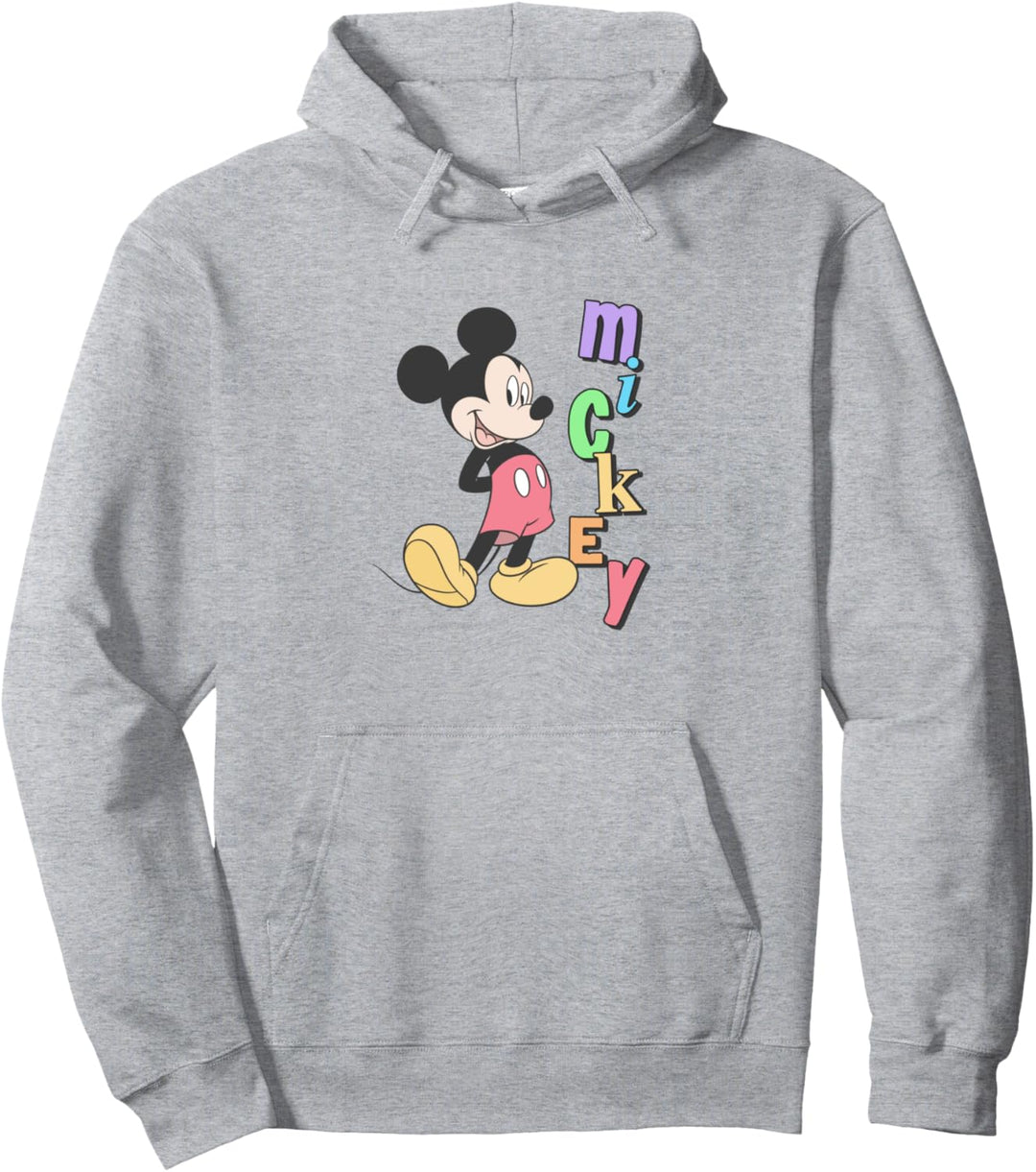 Disney Mickey Standing Next To Rainbow Name Pullover Hoodie