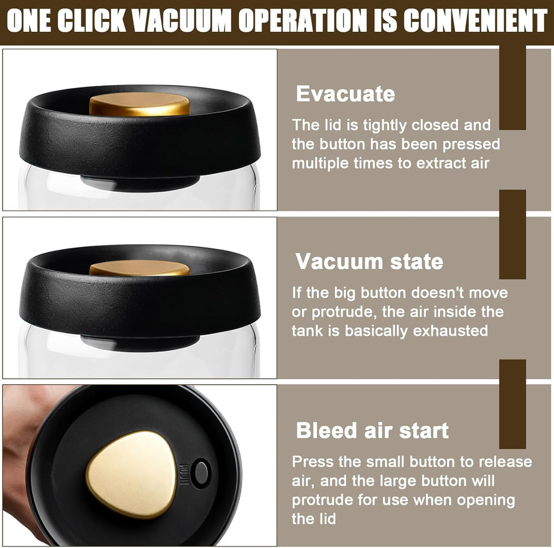 GBKDQQ 2 Stück Kaffeedose luftdicht 1800ml: Vakuumbehälter Glas, Kaffeebehälter luftdicht, Vakuumver