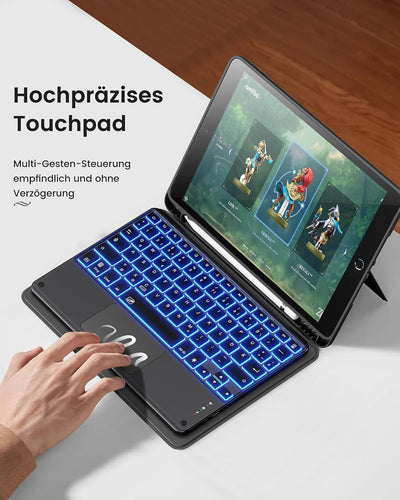 INFILAND iPad 9. Generation Hülle mit Tastatur, Tastatur ipad 9. / 8. / 7. Generation 10.2 Zoll Mode