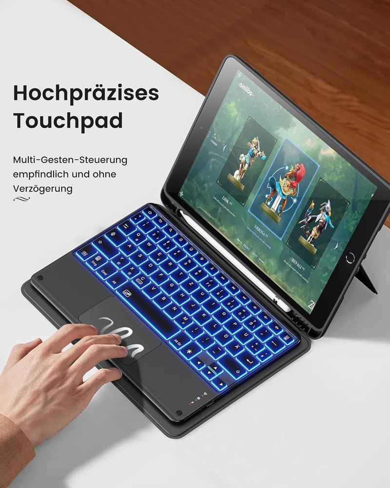 INFILAND iPad 9. Generation Hülle mit Tastatur, Tastatur ipad 9. / 8. / 7. Generation 10.2 Zoll Mode