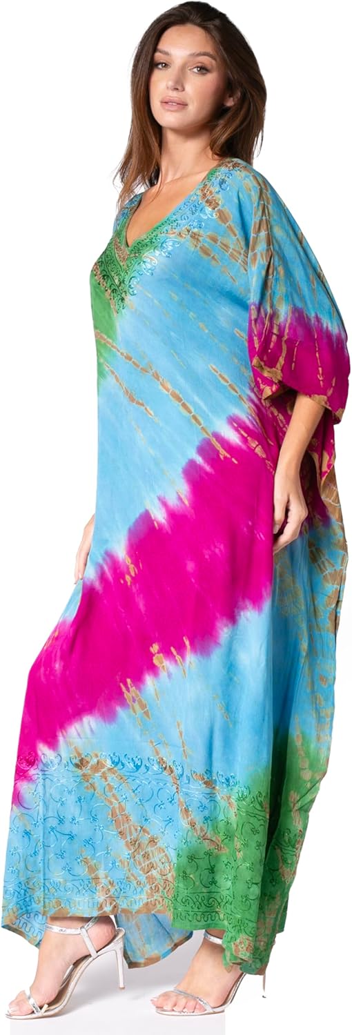 Sakkas Catia Damen Boho Lässig Lang Maxi Caftan Kleid Kaftan Vertuschung LougeWear Einheitsgrösse 1-