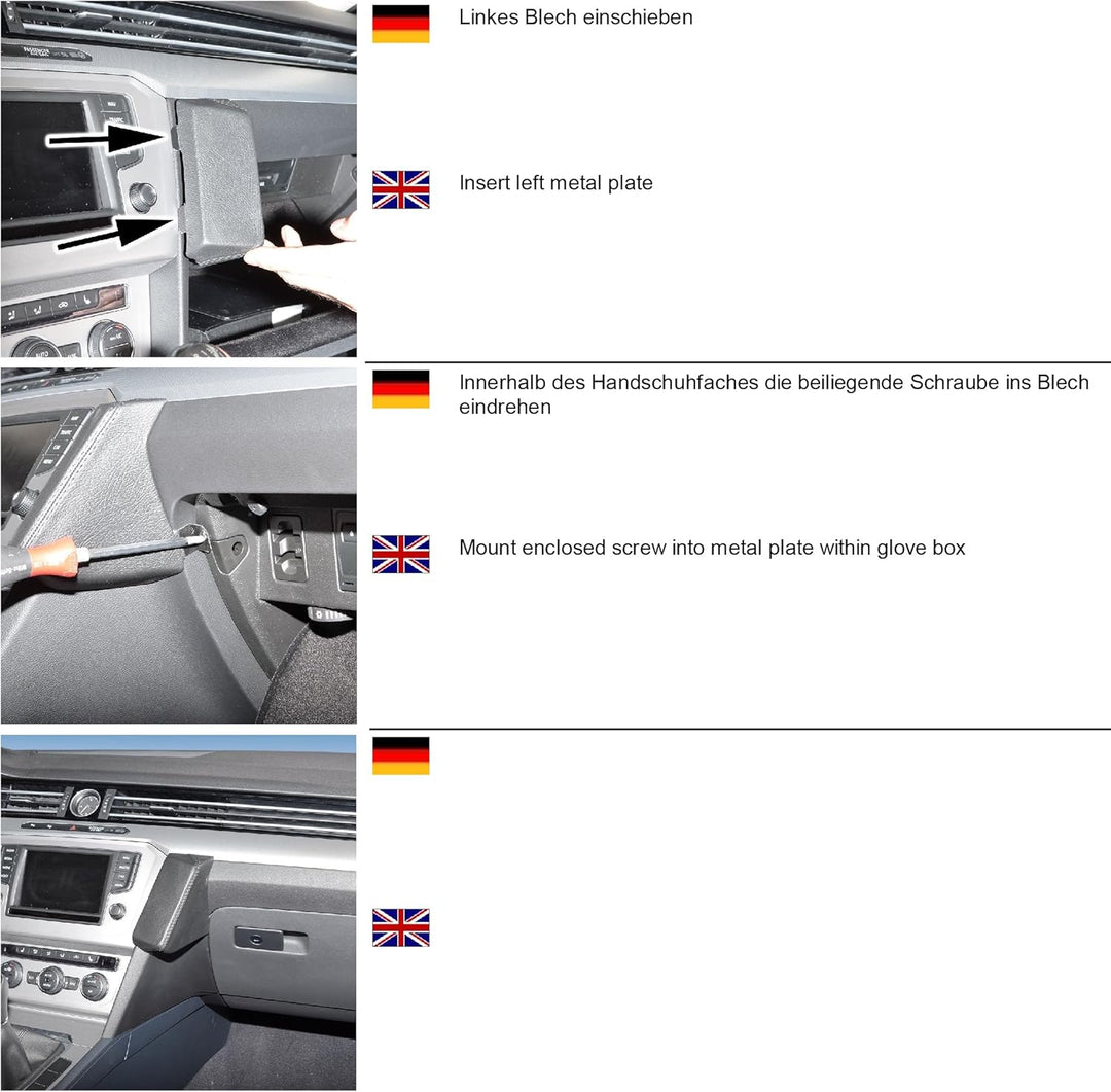 KUDA 1660 Halterung Echtleder schwarz für VW Passat (B8 (3G)) ab 2014 / VW Arteon ab 2017, 1660