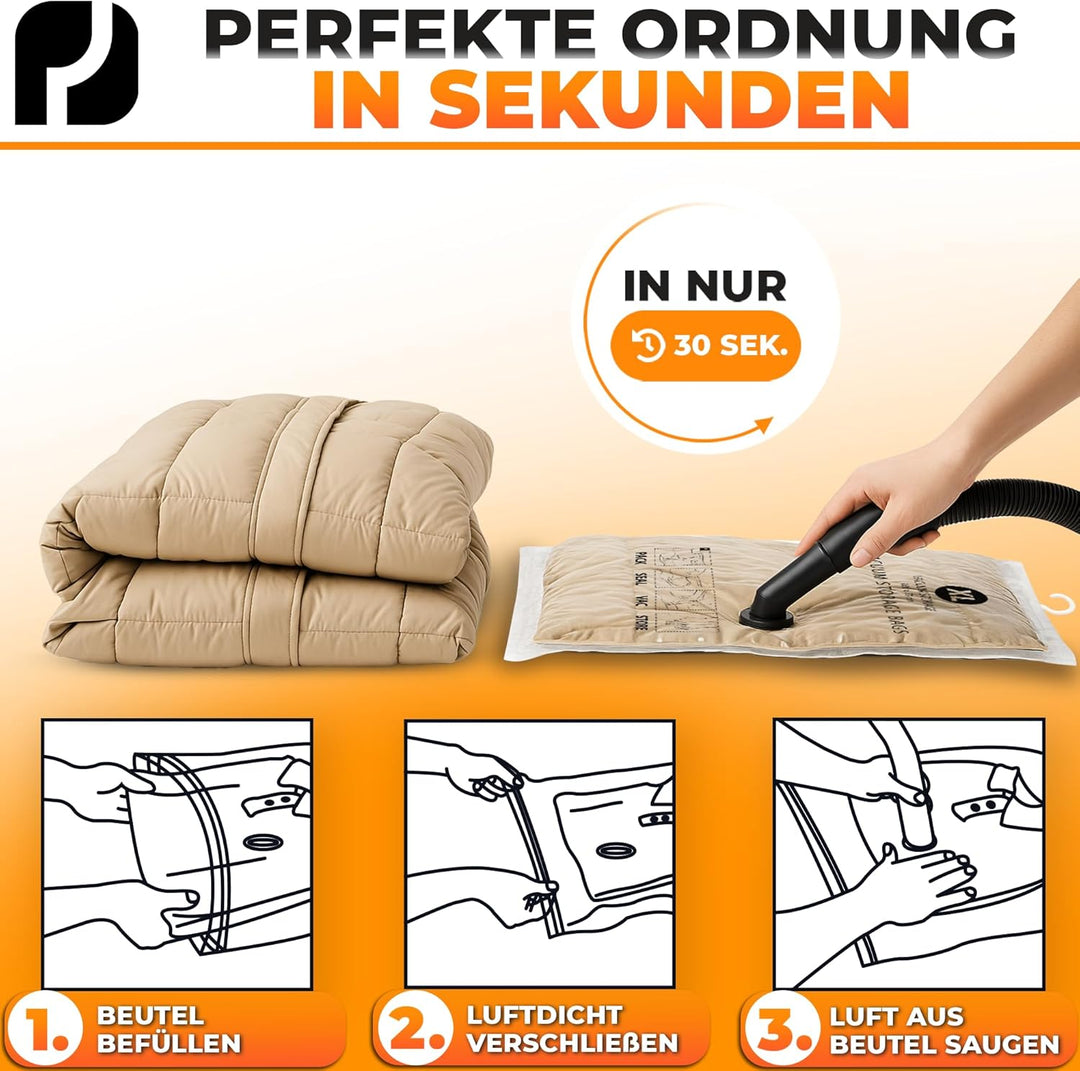 Hängende Vakuumbeutel für Kleidung (mit Haken) I 5 STÜCK I Grösse XL: 100x70cm I Grosse Vakuumierbeu