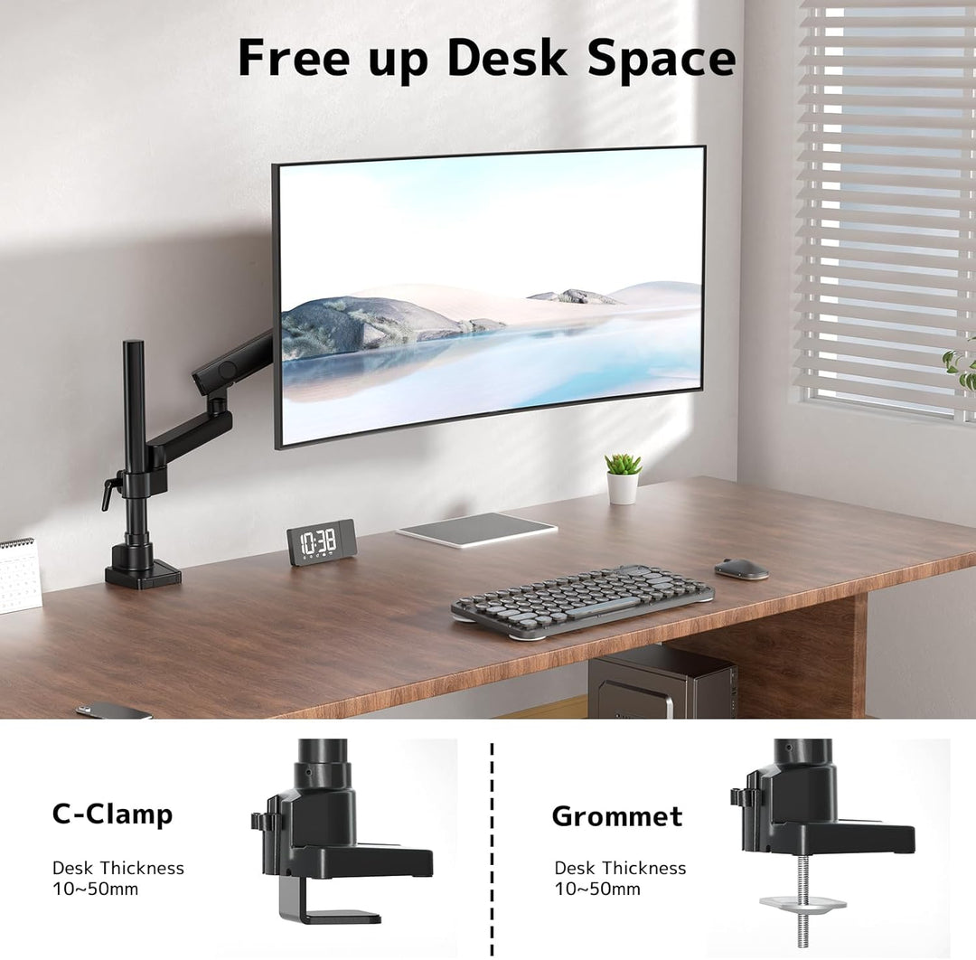 PUTORSEN Monitor Halterung für 17"-32" Bildschirme, Premium Aluminium Schwenkbare Neigbare Einzelarm