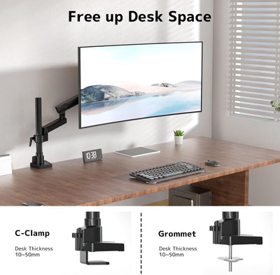 PUTORSEN Monitor Halterung für 17"-32" Bildschirme, Premium Aluminium Schwenkbare Neigbare Einzelarm