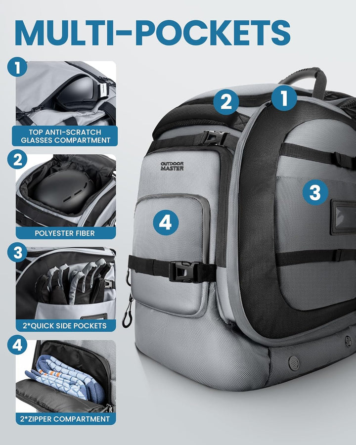 OutdoorMaster Unisex 65l Rhino Ski Boot Bag Skischuhtasche (1er Pack) Einheitsgrösse Silber Grau, Ei