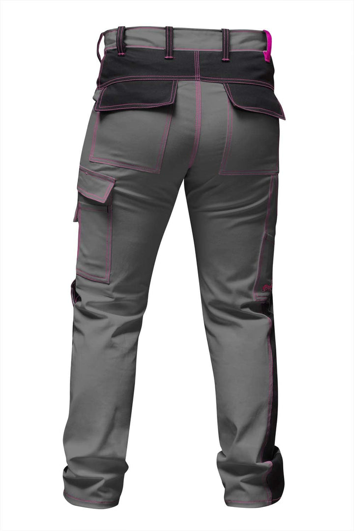 strongAnt Damen Arbeitshose komplett Stretch für Frauen Bundhose mit Kniepolstertaschen Schwarz Grau