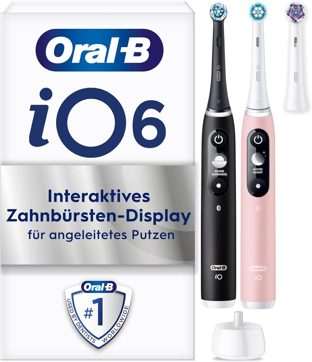 Oral-B iO Series 6 Elektrische Zahnbürste/Electric Toothbrush, Doppelpack & 3 Aufsteckbürsten, 5 Put