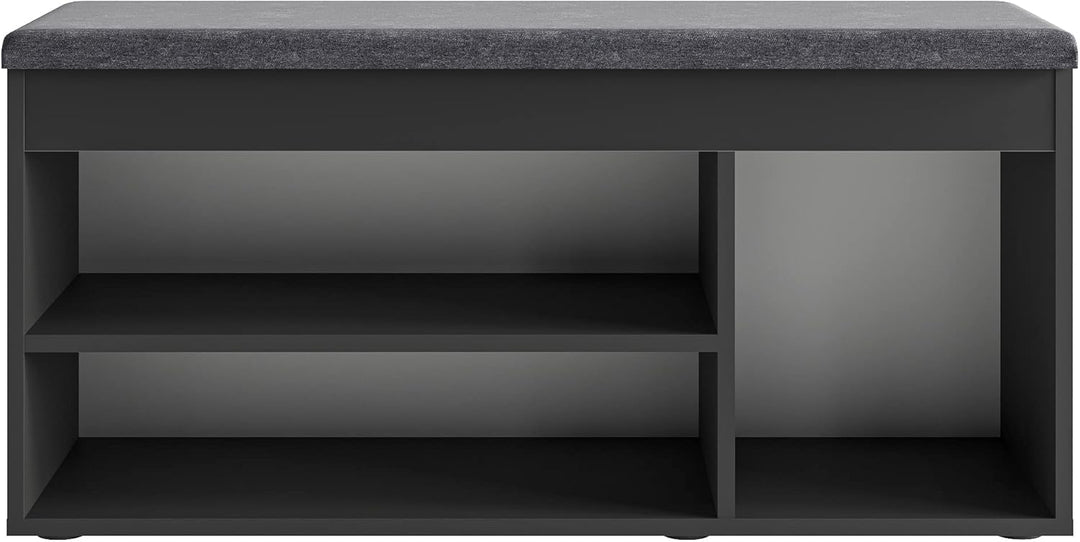 KOMTO Schuhbank mit Sitzfläche - Schuhregal Bank mit Stauraum Schwarz 100 x 48 x 32 cm Schuhschrank