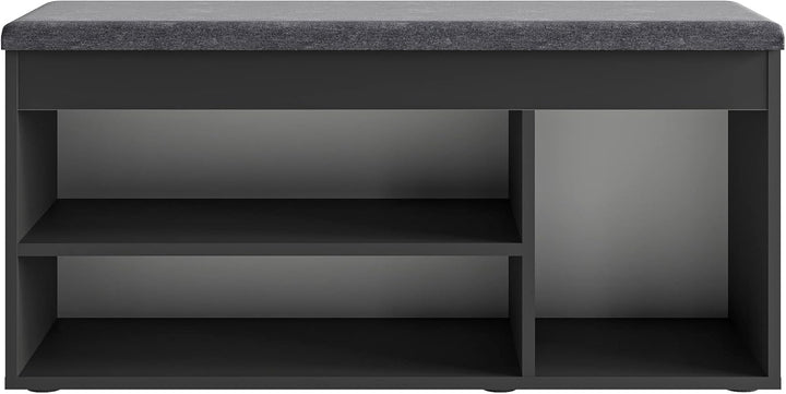 KOMTO Schuhbank mit Sitzfläche - Schuhregal Bank mit Stauraum Schwarz 100 x 48 x 32 cm Schuhschrank
