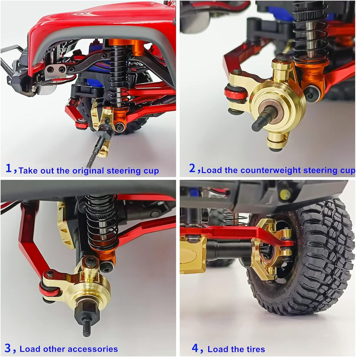 Runup Messing-Achsschenkelblöcke für 1:18 RC-Crawler TRX4M, präzisionsgefertigte CNC-Upgrade-Teile,