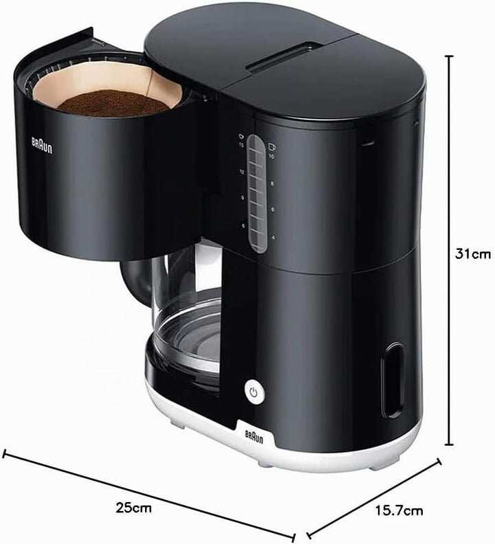 Braun Household Breakfast1 Filter Coffee Maker AromaCafe OptiBrew System Automatic Shut-Off Coffee M
