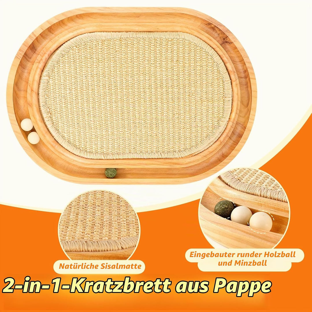 Sisal Kratzbrett Katzen, 2 in 1 katzenspielzeug, Widerstandsfähig Katzenkratzbrett mit Natürliche Si