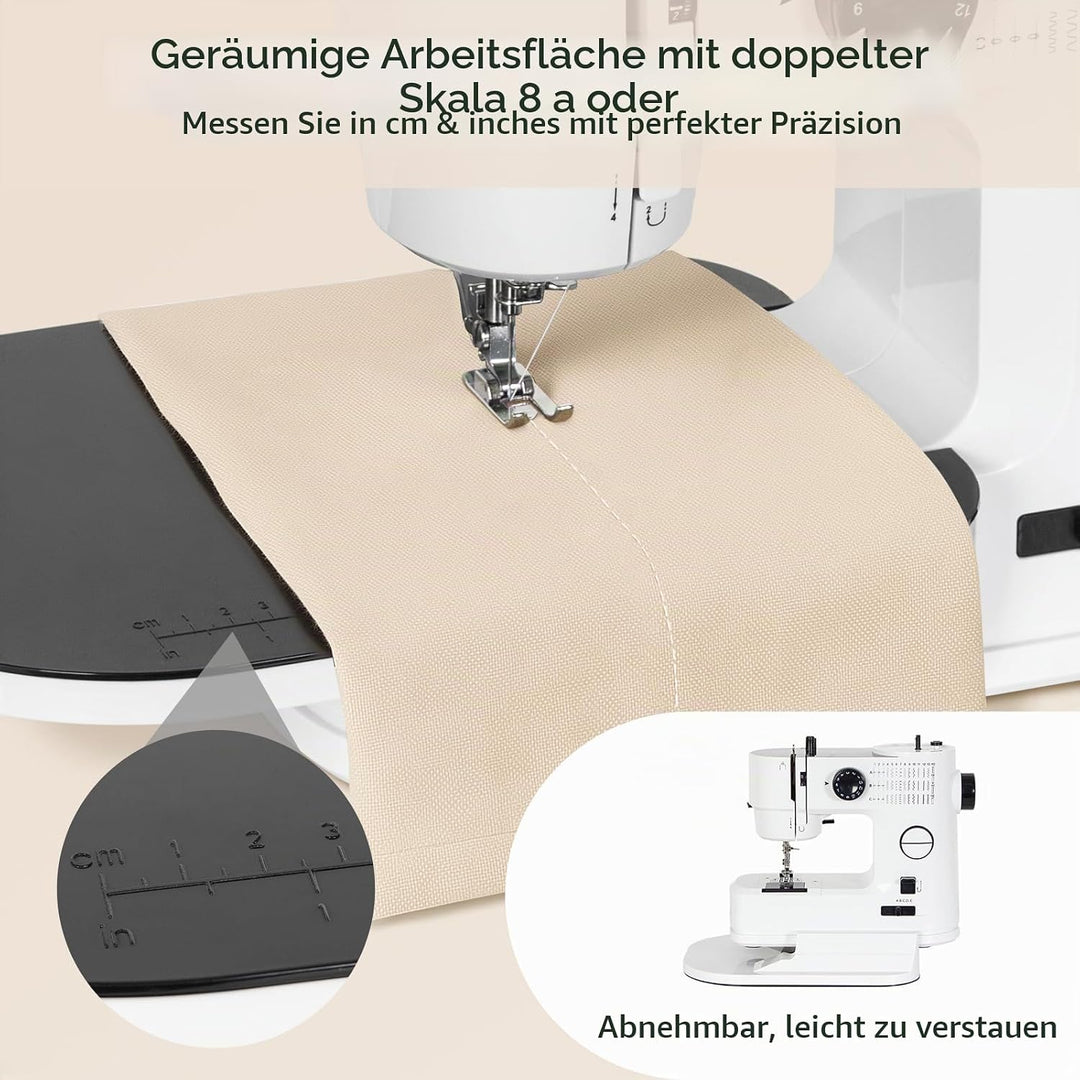 Todeco Nähmaschine Elektrisch, mit Erweiterungstisch, 39 Stichprogramme, Doppelnadel &amp; Doppelfaden,