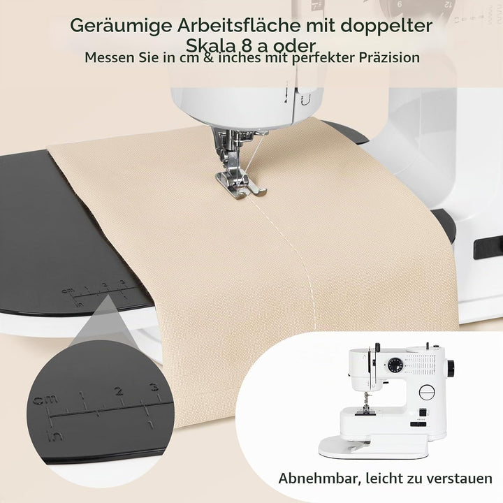 Todeco Nähmaschine Elektrisch, mit Erweiterungstisch, 39 Stichprogramme, Doppelnadel &amp; Doppelfaden,