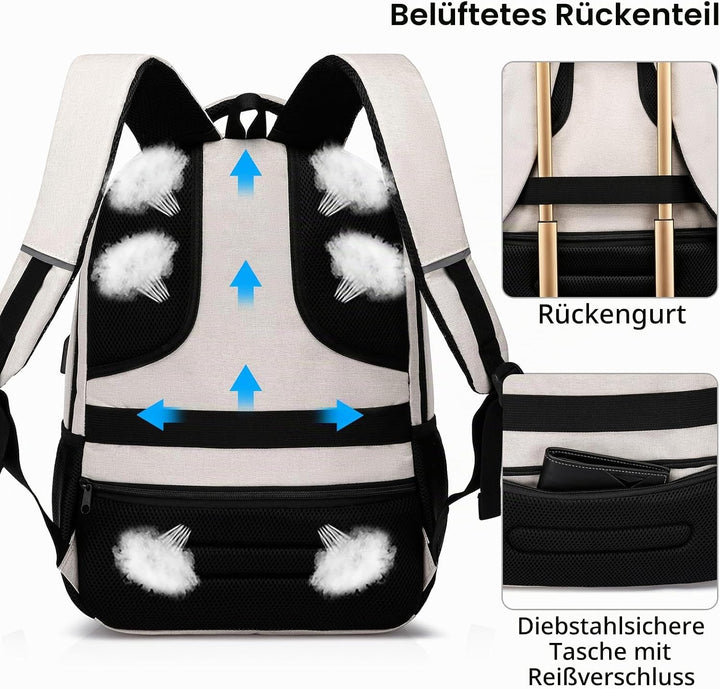 YIORMIOR Schulrucksack Jungen Mädchen Teenager Rucksack Herren Damen für 15,6 Zoll Laptop Rucksack A