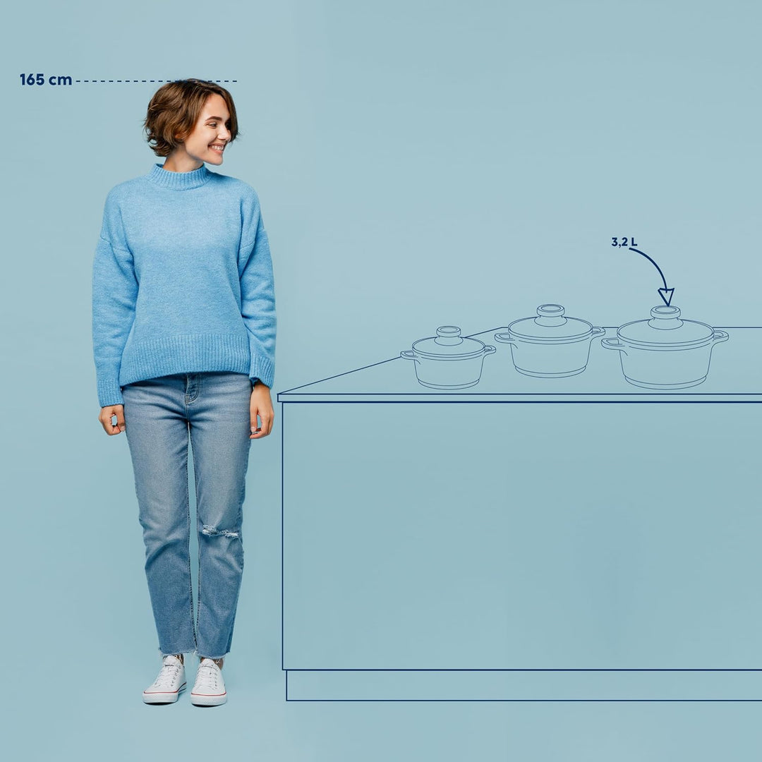 kela Fleischtopf 24 cm mit Glasdeckel ATURA, Kochtopf gross 3,2 Liter, Topf Induktion, Aluguss keram