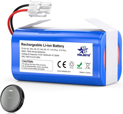 melasta 14,4V 3200 mAh Li-ion Ersatzakku Akku Batterie für iLife Staubsauger A4, A4s, A6,V7, A6, A7,