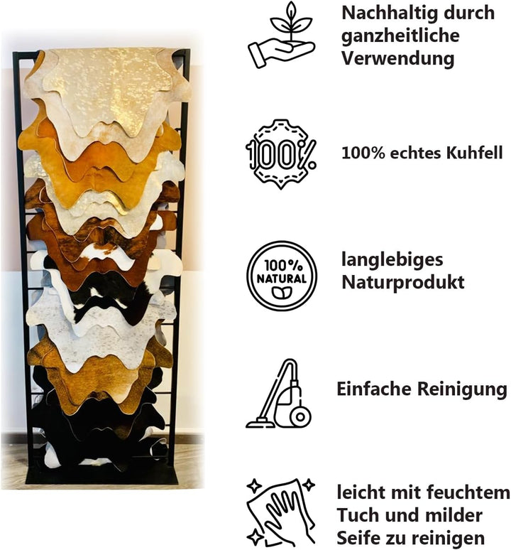 unendlich schoen – Echter Kuhfell Teppich klein, Läufer für Wohnzimmer Flur Eingangsbereich, Rinderf