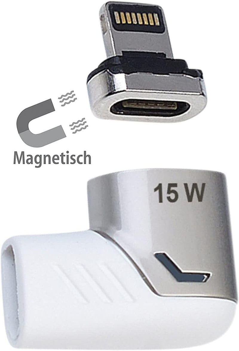 Callstel Magnet-Adapter iPhone: 4er-Set Lightning-kompatibler 90°-USB-C-Schnell-Ladeadapter,magnetis