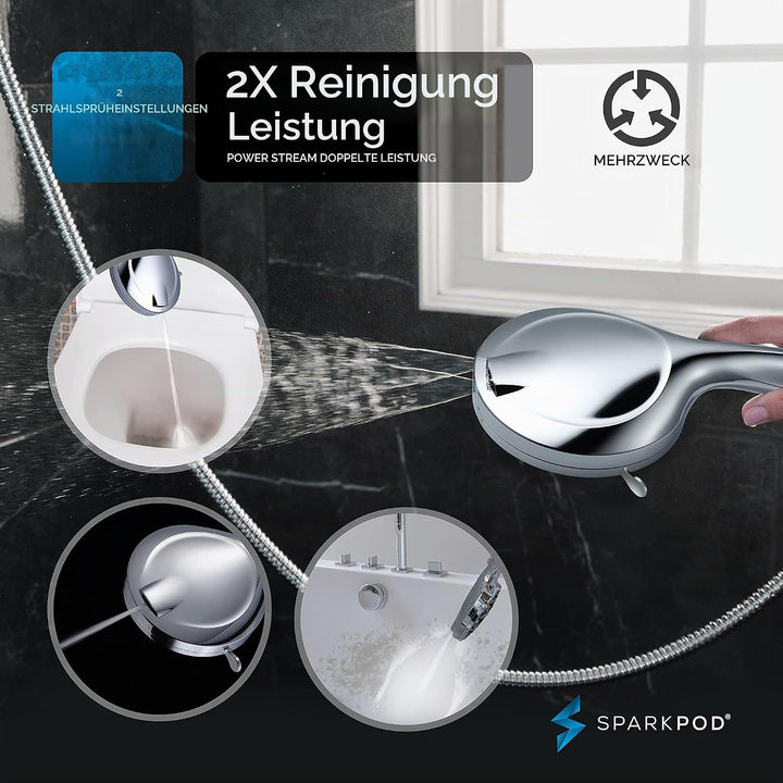 Sparkpod 10-Setting High Pressure Shower Head - Luxury 5" High Flow Hand Held Shower Head with High