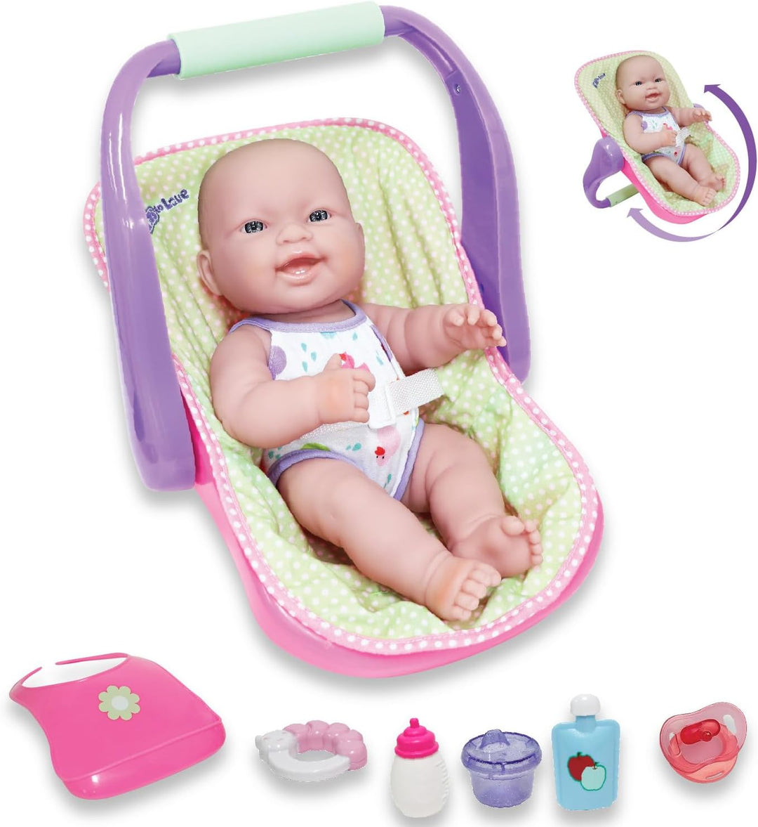 JC Toys, Lots to Love Baby-Puppe und Autositz, 35,6 cm, 4 Verschiedene Positionen und Zubehör, tragb