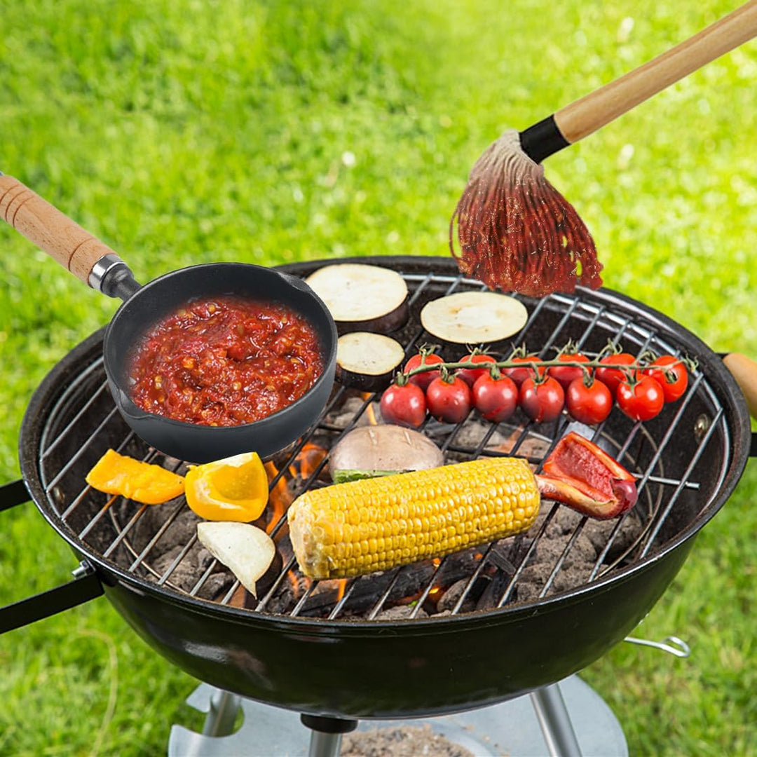 HyzaPhix Sossentopf Gusseisen BBQ Grill Zubehör, Marinadenpinsel Gusseisen Topf für Grill, Grill Sau