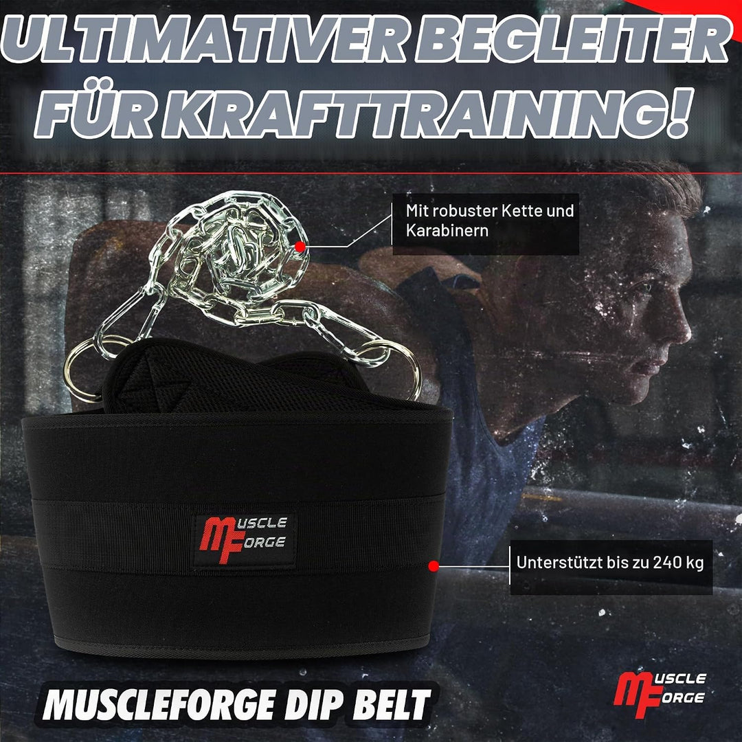 Dip Gürtel mit Kette 80cm Stahlkette für Klimmzüge &amp; Dips | Robuster Gewichtsgürtel für Gym &amp; Kraftt