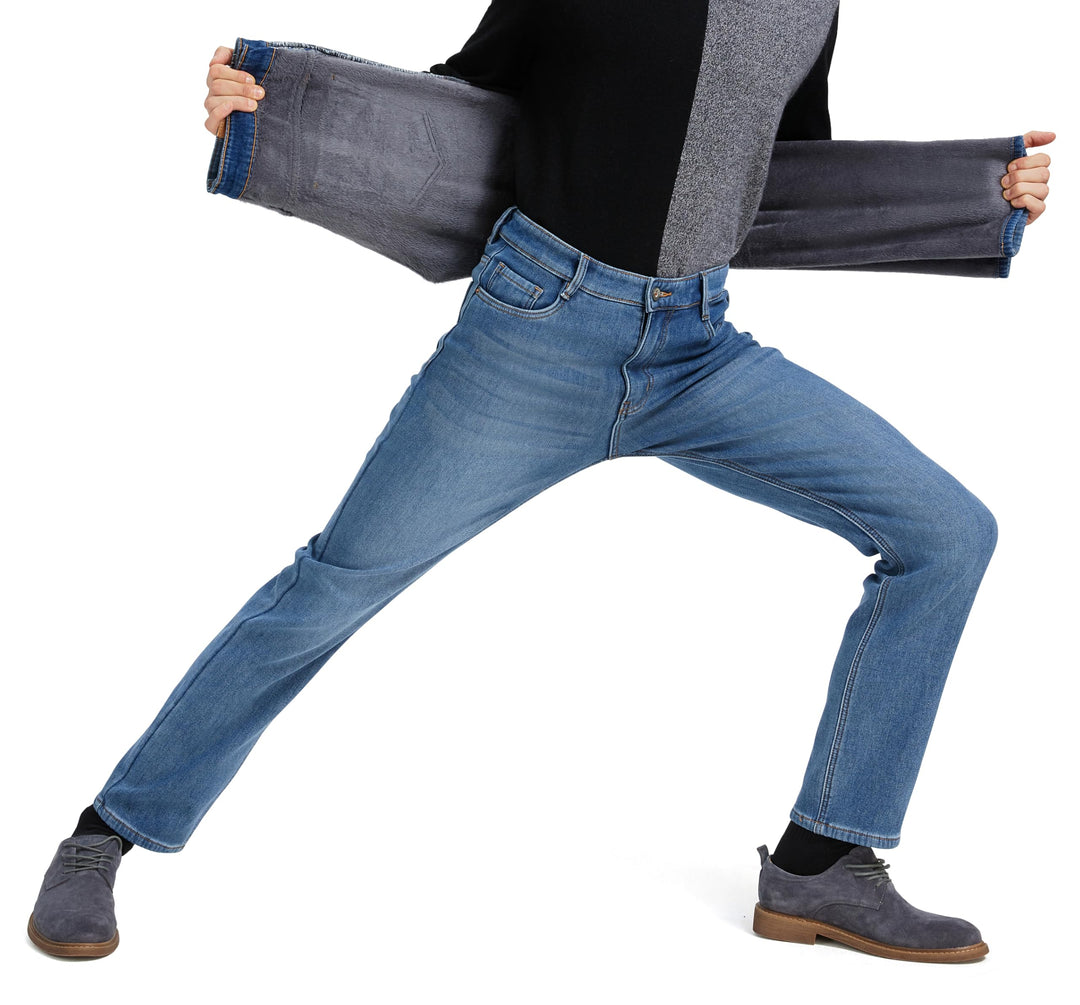 Thermojeans Herren Thermohose Schneehose gefütterte Winterhose Winterjeans mit Fleece gefüttert Hose