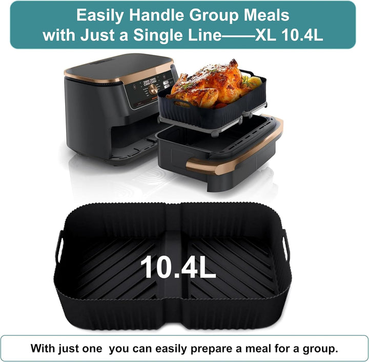 Szyeequoo Airfryer Silikonform Set für Ninja Foodi FlexDrawer AF500EU/AF500EUCP 10,4L, 1×10,4L + 2×5