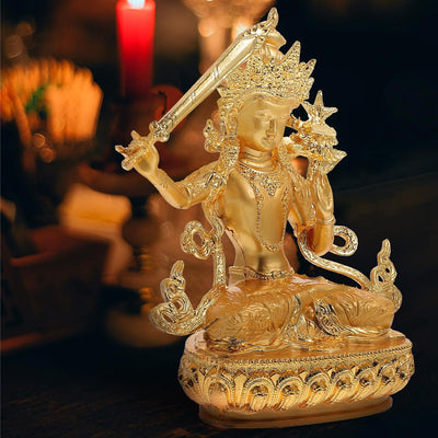 Cabilock Wohnkultur Manjushri Buddha Figur Sitzender Buddha Figur Skulptur Feng Shui Statue für Alta