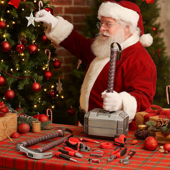 Thor Hammer Werkzeugkoffer Set,Tägliche Reparatur Gefüllt Haushalt Werkzeug,Werkzeugkasten Set für D