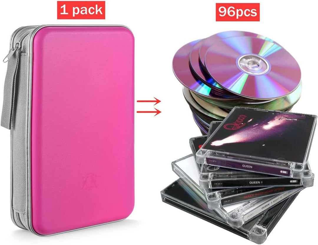 DVD-Tasche,96 Kapazität CD-Hülle Halter Lagerung Veranstalter Hartplastik Schutz Disc-Geldbörse für