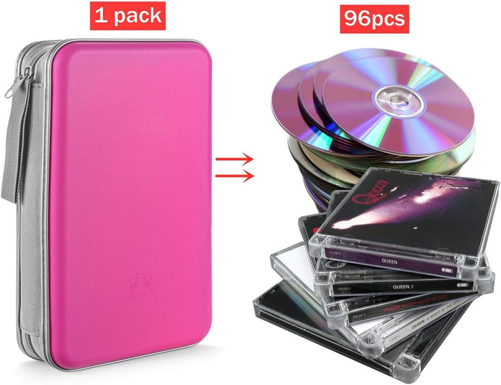 DVD-Tasche,96 Kapazität CD-Hülle Halter Lagerung Veranstalter Hartplastik Schutz Disc-Geldbörse für