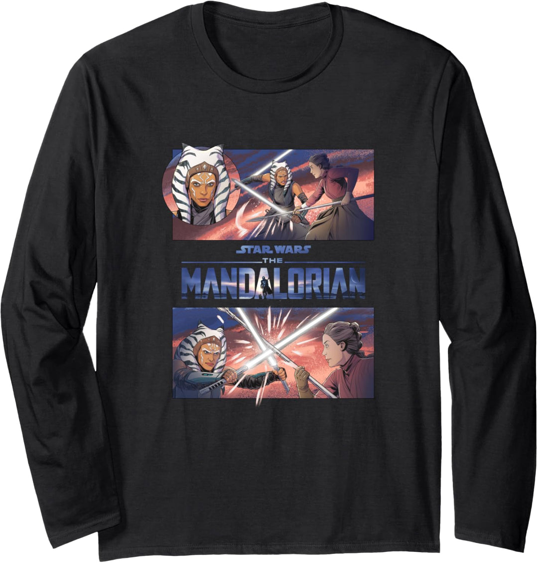 Star Wars: The Mandalorian Ahsoka Lightsaber Battle Panels Langarmshirt