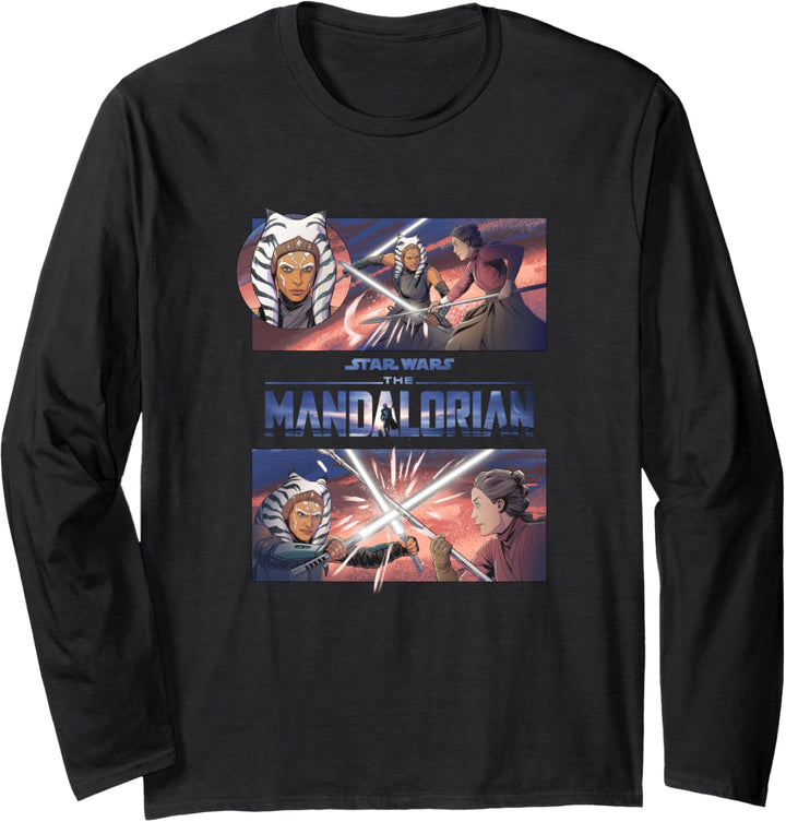 Star Wars: The Mandalorian Ahsoka Lightsaber Battle Panels Langarmshirt